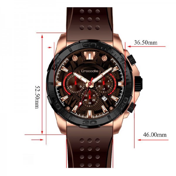 Crocodile CM-010D34F Rosegold Brown Rubber